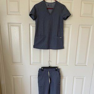 FIGS Heather Denim Scrub Set XXS